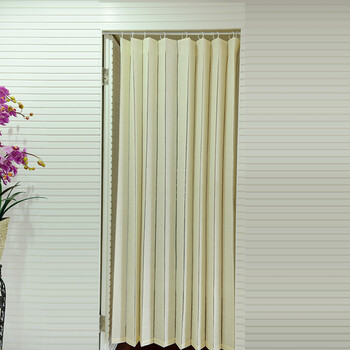 
                                                            风雅荷塘 素色布艺百叶帘140*180CM 经编纱印花风水门帘 隔断帘 象牙黄140*220CM                