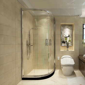 友莱卫浴 淋浴房 简易钢化玻璃弧扇形 900*900mm/石基 8mm