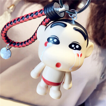 蜡笔小新钥匙扣女可爱卡通钥匙链挂件包包挂饰礼品 感动小新 红黑绳