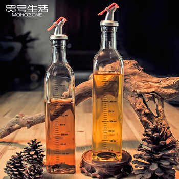 
                                        贸号 创意玻璃油瓶调味瓶2件套 厨房酱油醋瓶防漏油瓶 刻度款(2只)                
