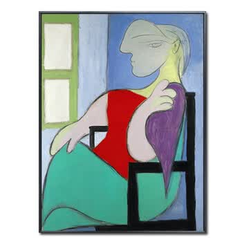 毕加索画现代人物挂画 玄关书桌装饰画北欧艺术画梦美人油画 b款 窗边