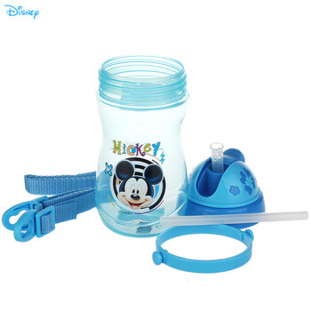 
                                        迪士尼/Disney宝宝饮水杯子防漏便携背带男女童喝水杯儿童水杯吸管杯 5855米奇蓝---300ML                
