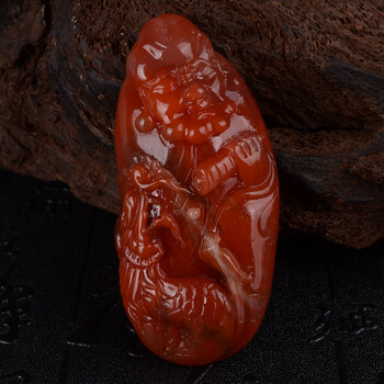 省级玉雕大师苏红伟精雕 南红玛瑙 南极仙翁 51.67g泓和玉器