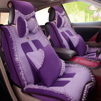 秋冬蕾丝四季通用汽车坐垫宝骏610 630 510 560汽车座套新款座垫 紫色