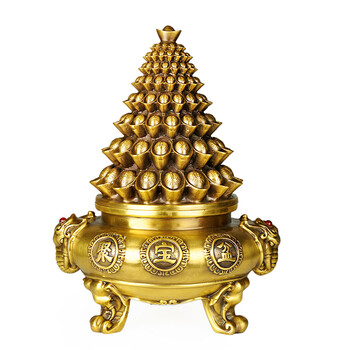 宏图好运 铜聚宝盆摆件 客厅元宝开业工艺礼品家居装饰品风水摆件 高