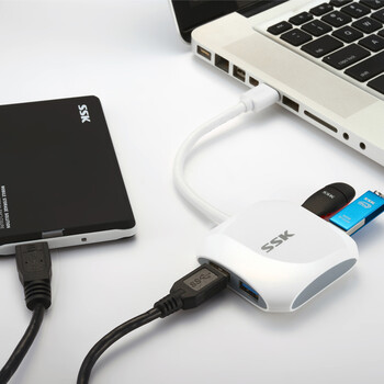 SSK飚王 SHU300 集线器HUB 高速USB3.0传输 分线器扩展一拖4口USB 白色