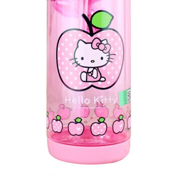 HELLO KITTY凯蒂猫儿童水杯 Tritan材质学生带吸管便携运动水壶防漏塑料旅行杯子 550ML 粉红色