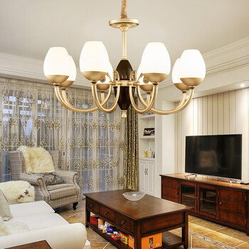 efo 美式吊灯客厅吊灯地中海卧室简约书房餐厅复式楼别墅欧式灯 1头