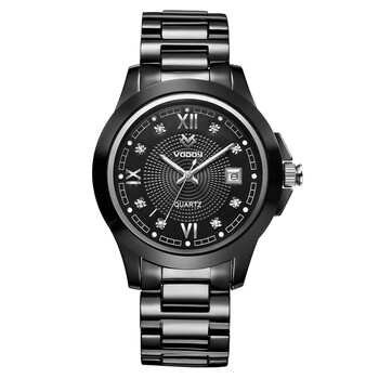 沃度(vodoy) 手表 男黑色陶瓷手表夜光商务防水日历男士运动商务石英