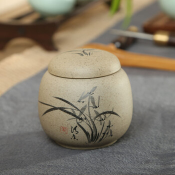 
                                        方然 陶土茶叶罐密封储罐普洱茶罐 梅兰竹菊陶瓷罐 梅兰竹菊一组加送茶勺                