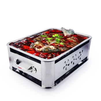 
                                        烤鱼炉诸葛木炭烤鱼盘 木碳 加厚不锈钢烧烤炉 40*30                