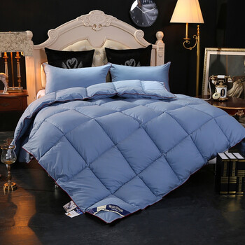 羽绒被白鹅绒加厚鸭绒被子保暖冬被芯单人双人被 羽绒被深蓝色 150