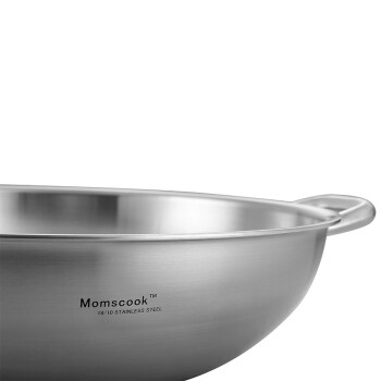 
                                                            Momscook 不锈钢炒锅 304 炒菜锅少油烟无涂层36CM TL3610                