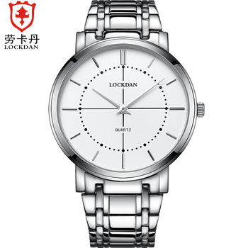 劳卡丹(lockdan)男士手表超薄男表防水时尚潮流女表商务钢带简约石英