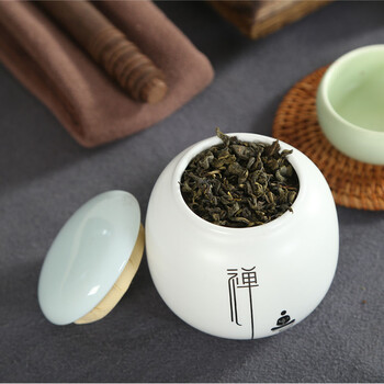 方然陶瓷茶叶罐迷你定窑青瓷手绘陶瓷茶叶罐密封储藏罐多种花色选择 静罐-定窑青瓷陶瓷茶叶罐
