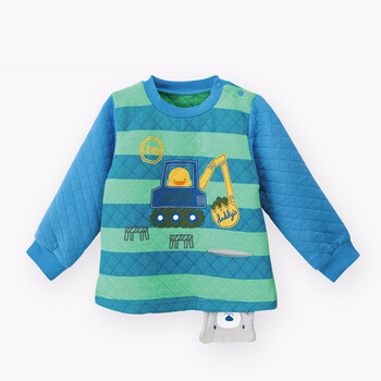 黄色小鸭(piyopiyo)秋冬款男宝宝肩开扣造型口袋长袖t恤2631000 灰色