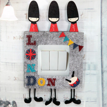 迪鸥免裁剪不织布手工diy布艺材料包 三个小士兵开关贴墙贴开关套 三