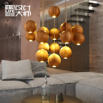 生活设计大师北欧宜北欧吊灯设计师艺术创意个性灯具简约宜家客厅餐厅木艺吊灯家风格原 单头吊 单头吊灯
