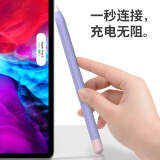 派滋 适用于苹果apple pencil笔套一代二代2硅胶保护套超薄防滑防丢ipencil可磁吸iPad笔握 二代粉帽浅紫