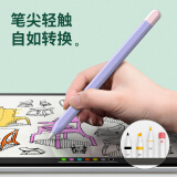 派滋 适用于苹果apple pencil笔套一代二代2硅胶保护套超薄防滑防丢ipencil可磁吸iPad笔握 二代粉帽浅紫