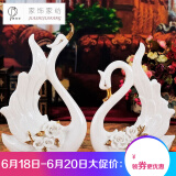 客厅装饰品摆件 欧式家居饰品工艺品 现代简约电视柜摆设描金天鹅 (升级款)玫瑰天鹅