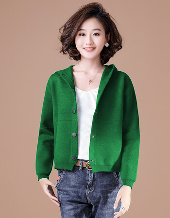 连帽毛衣小外套女短款春秋春装女装2019新款春季针织开衫带帽韩版
