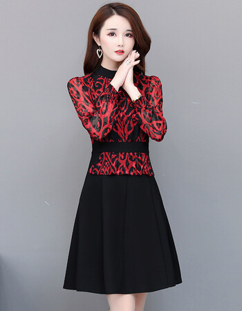 『京东好店』过年衣服女装2019春装新款韩版收腰显瘦中长款印花阔太太