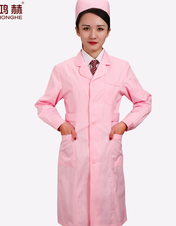服学生化学实验服卫校医护士服女粉色大褂大码工作制服护士服粉红色xl