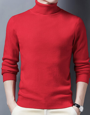羊绒衫保暖冬季打底毛线衣青年男士内搭乐卉大红色高领185170180斤