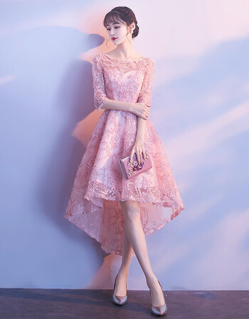 新娘礼服敬酒服酒结婚礼服伴娘礼服连衣裙晚礼服女夏开学季粉色中袖4x