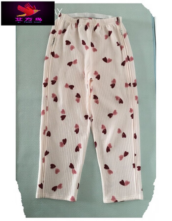 老人护理裤术后方便侧边拉链石膏裤女爱心空气层夹棉长裤双头拉链款m