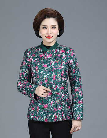 扉行依轻薄羽绒服中老年女装短款妈妈装服女保暖外套21年秋冬季花小内