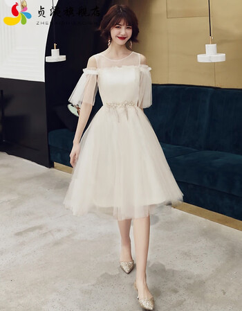 人白色宴会晚礼服长款2020新款仙气质梦幻学生毕业小礼服裙女成人礼