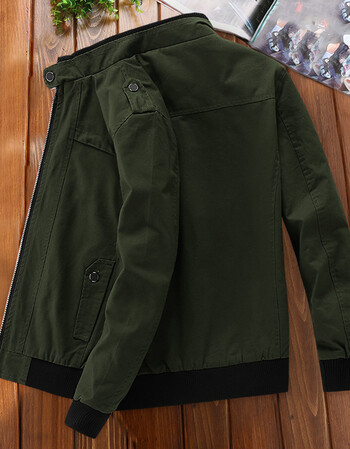 男士外套秋季韩版潮流春秋修身帅气薄款休闲衣服潮牌男装夹克 军绿色