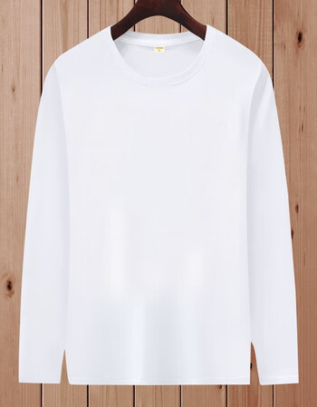 男t恤纯棉打底衫秋衣服男国潮男装圆领上衣ins雷尔偌斯长袖纯白色3xl