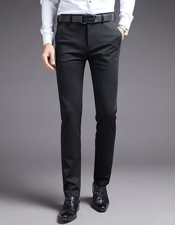 西装裤商务休闲裤正装直筒韩版修身抗皱男裤长裤子时尚夏冰妮男装黑色