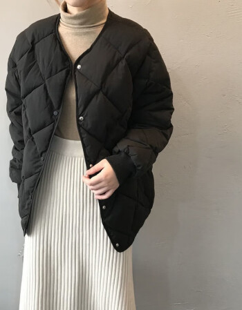 棉袄女短款外套女宽松纯色菱格棉衣棉服a01黑色螺纹袖口l建议110120斤