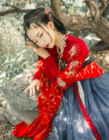 古装汉服女忘川彼岸花冬装中国风齐胸襦裙大袖衫古风改良学生超仙