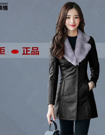 【2019年新款】妈妈真皮皮衣女加绒外套海宁绵羊皮毛一体中长款皮袄冬