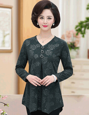 {京东优选}2019新款中老年女装春季洋气蕾丝小衫中年女装长袖t恤2019