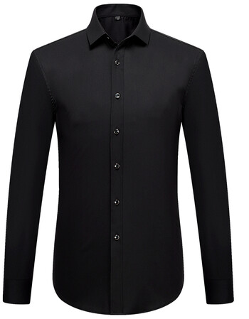 品质定制 黑色【弹力】长袖衬衫男 38