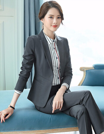 安依莲职业小西装套装女2019春装新款韩版修身显瘦白领正装售楼部经理