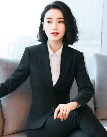 职业正装面试销售导购ol通勤小西装外套女黑色面试加绒西服职业职场女