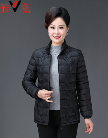 雅鹿羽绒服女中老年冬外套羽绒服加大厚妈妈冬装老人羽绒保暖内胆短款