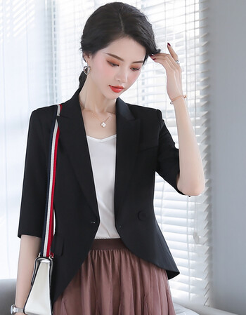 szhg香港潮牌明星同款黑色燕尾服网红西服上衣女收腰小个子西装外套女