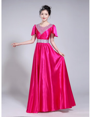 女士合唱服长裙合唱团演出服装舞台国庆团体大合唱表演服装女 活力玫