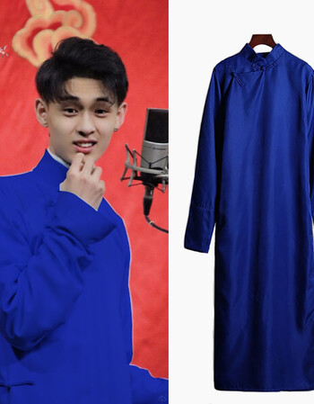 相声大褂德云社男士成人秦霄贤唐装服装德云华服女生中国风长袍宝蓝