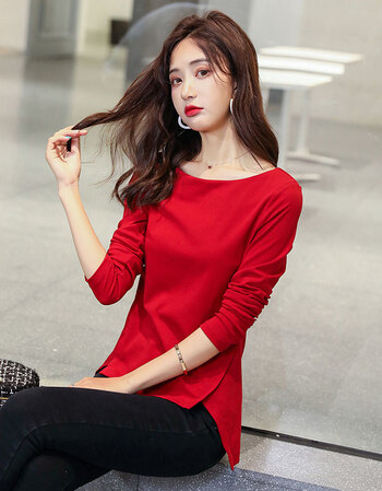 虎年高档女款本命年小衫红色红色小衫上衣女装早秋装2022年恤洋气时尚