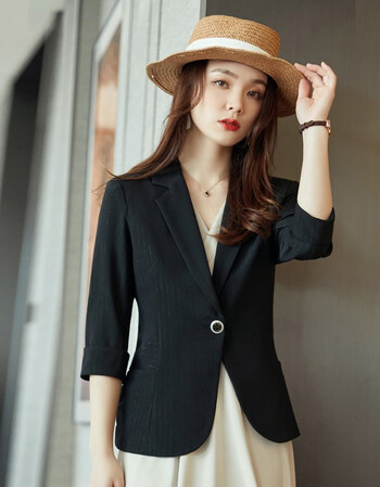 普妮姿小西装外套女夏季新款时尚套装休闲上衣春秋小西服短款两件套