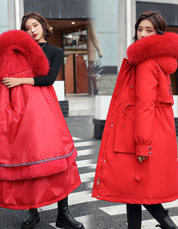 一衣三穿派克服女中长款可拆卸加绒加厚棉衣外套冬季陶亦妗红色m建议